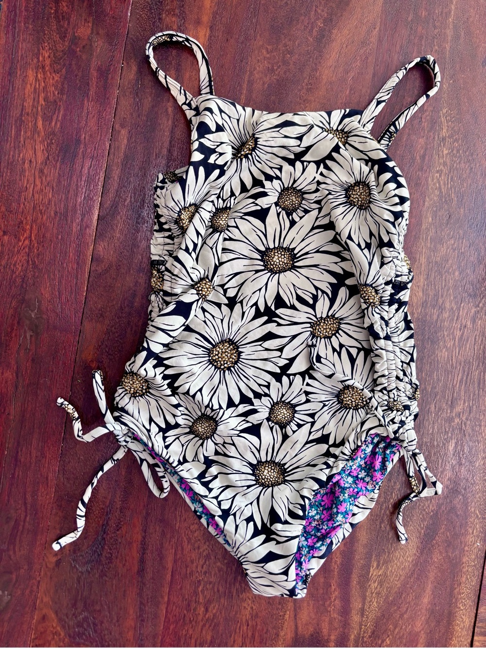 Maaji Black and White Daisy Print Girls One-Piece Swimsuit
